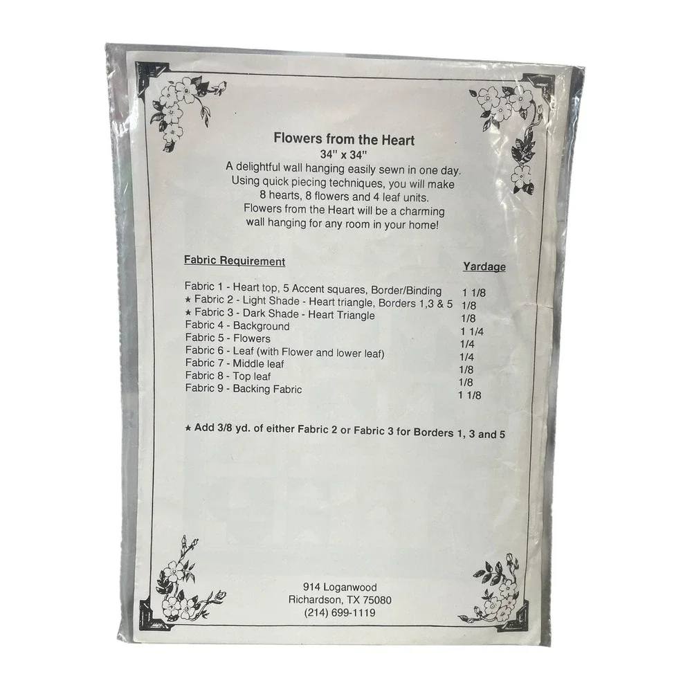 Four Corners 9110 Flowers from the Heart Quilt Wall Hanging 34